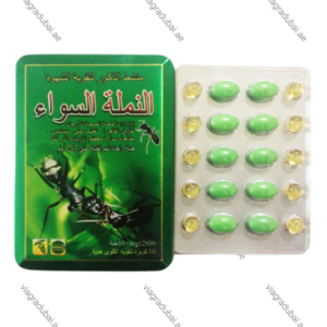 Black Ant Sex Delay Tablets green tin and green pills blister - Male delay supplement
