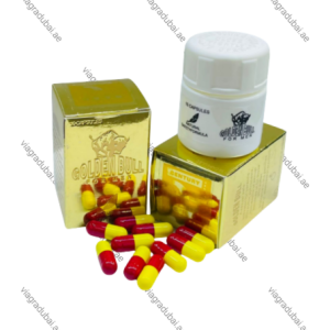 Golden Bull Power Capsules gold box and bottle with capsules - Male enhancement supplement