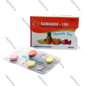 Kamagra 100mg Chewable Tablets - Sildenafil Citrate Combo Pack of 4 Flavors (Pineapple, Orange, Banana, Strawberry)