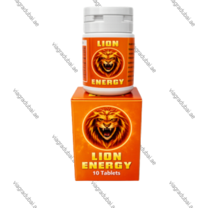 Lion Energy Male Power bottle on orange box - Male vitality tablets