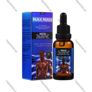 Maxman Enlargement Oil brown dropper bottle and blue box - Male penis enlargement oil