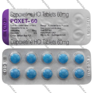 Poxet 60mg Dapoxetine blue tablets blister - Premature ejaculation treatment