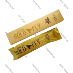 Spanish Gold Fly sex drops liquid aphrodisiac stimulant sachets in gold and light brown packaging.