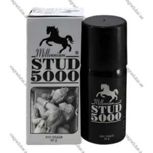 Stud 5000 Delay Spray black bottle and box - Male performance delay spray