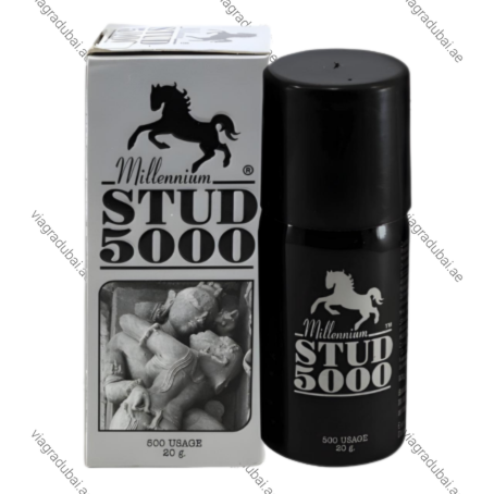Stud 5000 Delay Spray black bottle and box - Male performance delay spray
