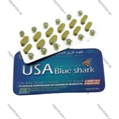 USA Blue Shark Pills blue tin and green capsules blister - Male stamina supplement