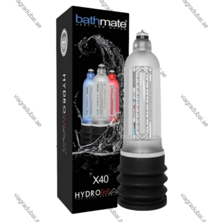 Bathmate Hydromax X40 hydro penis pump cylinder with a black rubber bellows base